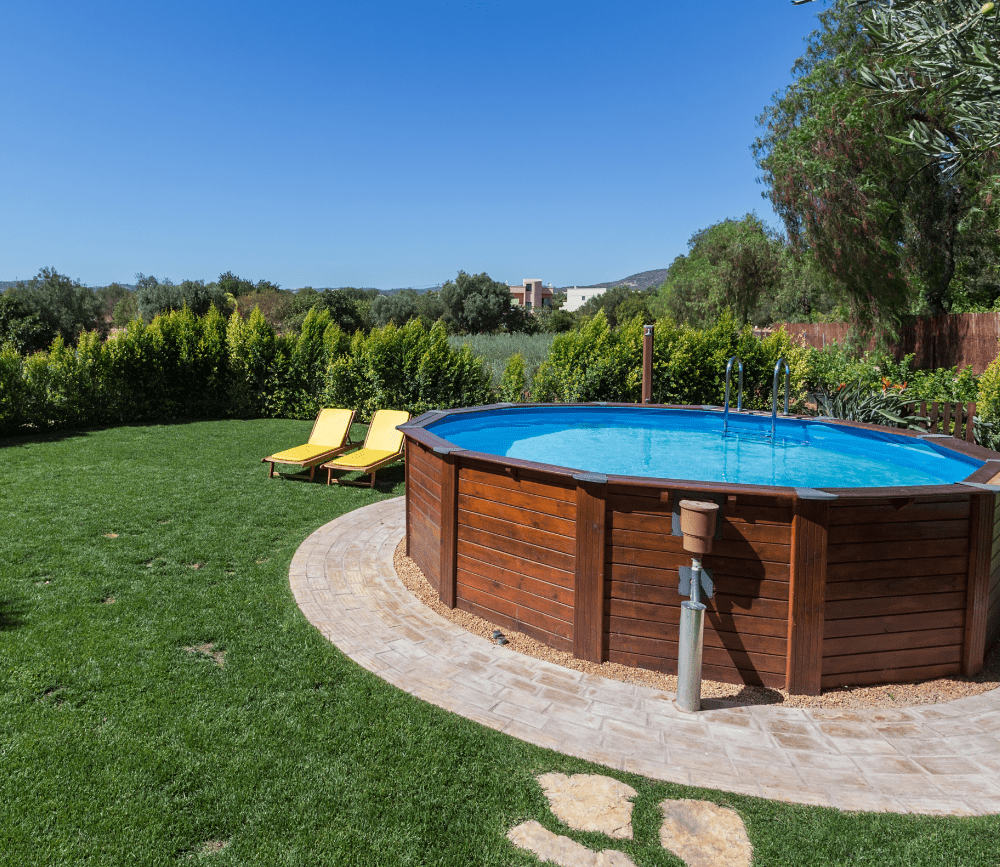 above ground pool wooden exterior
